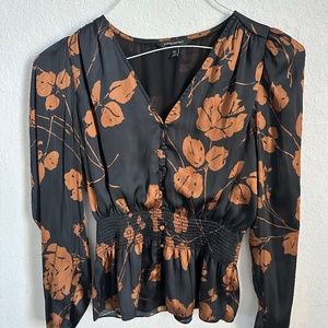 Orange floral blouse from Banana Republic